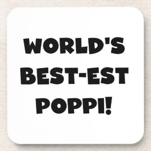 World's Best-est Poppi Black Text Gifts Drink Coaster