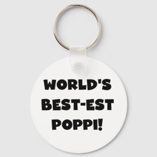 World's Best-est Poppi Black Text Gifts Keychain