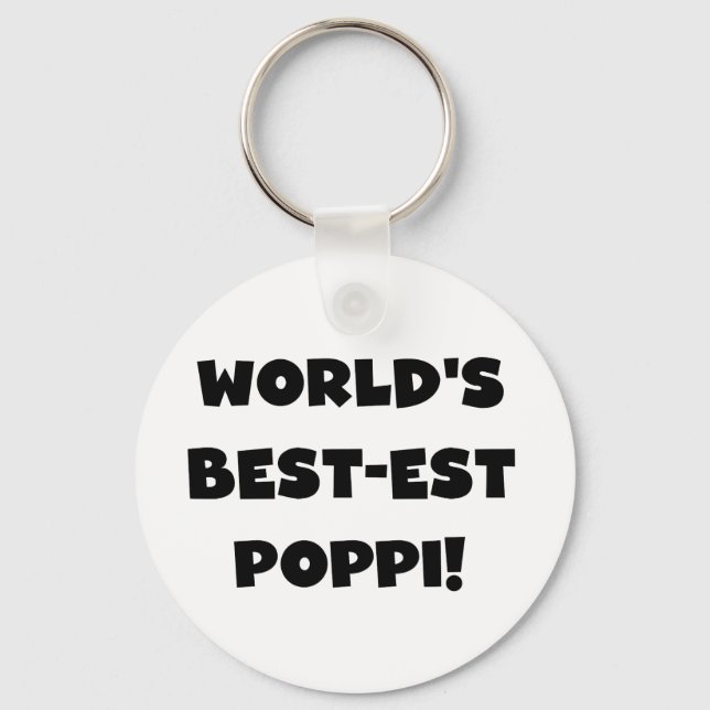 World's Best-est Poppi Black Text Gifts Keychain (Front)