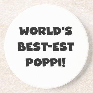 World's Best-est Poppi Black Text Gifts Sandstone Coaster