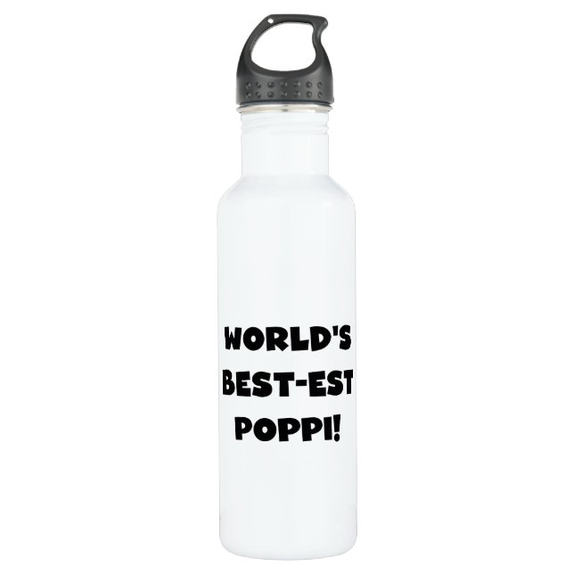 World's Best-est Poppi Black Text Water Bottle (Front)