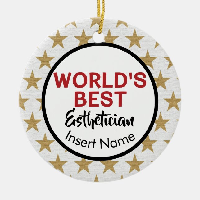 World's best esthetician ceramic ornament (Front)