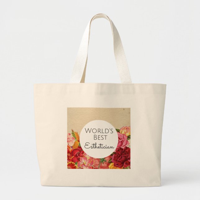 World's Best Esthetician gift Large Tote Bag (Front)