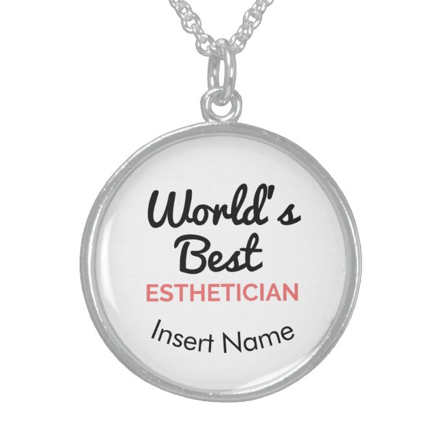 World's best esthetician sterling silver necklace (Front)