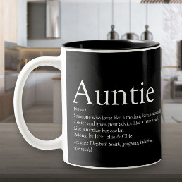 World&#39;s Best Ever Aunt Auntie Definition Black Two-Tone Coffee Mug