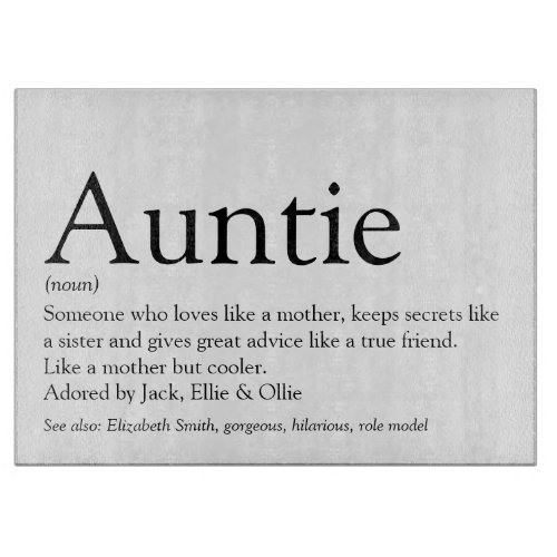 Worlds Best Ever Aunt Auntie Definition Cutting Board
