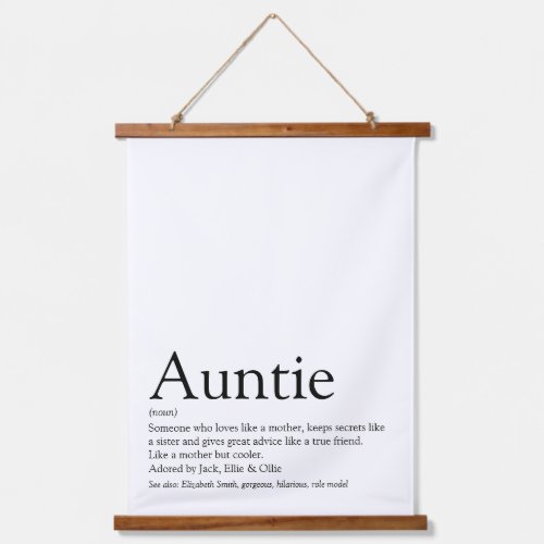 Worlds Best Ever Aunt Auntie Definition Hanging Tapestry