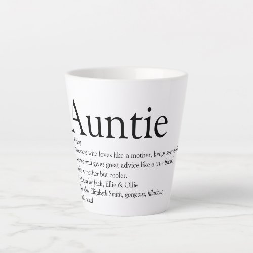 Worlds Best Ever Aunt Auntie Definition Latte Mug