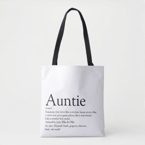 Worlds Best Ever Aunt Auntie Definition Modern Tote Bag