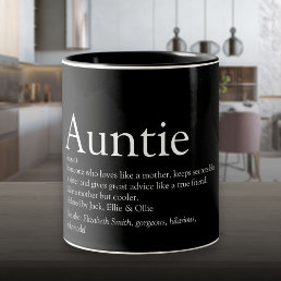 World&#39;s Best Ever Aunt, Auntie Definition Modern Two-Tone Coffee Mug