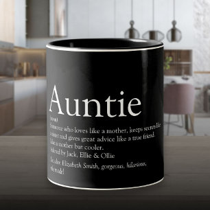 World's Best Ever Aunt, Auntie Definition Modern Two-Tone Coffee Mug