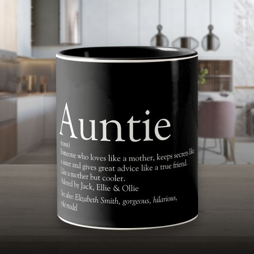 Worlds Best Ever Aunt Auntie Definition Modern Two_Tone Coffee Mug