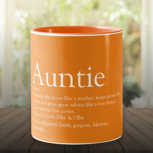 Worlds Best Ever Aunt Auntie Definition Orange Two_Tone Coffee Mug
