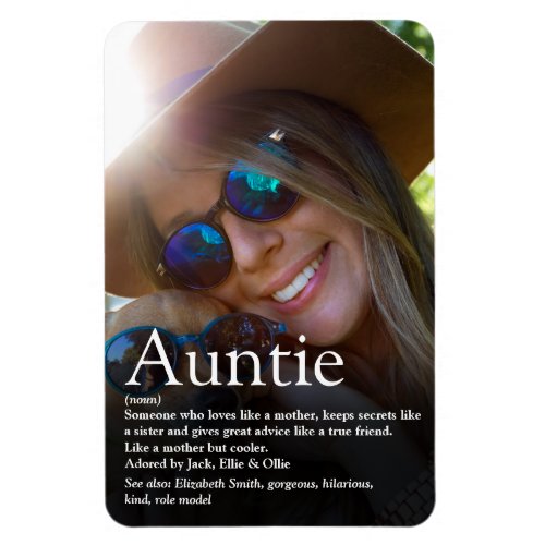 Worlds Best Ever Aunt Auntie Definition Photo Magnet