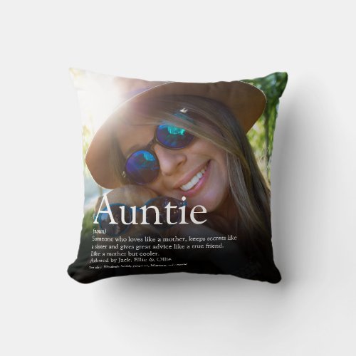 Worlds Best Ever Aunt Auntie Definition Photo Throw Pillow