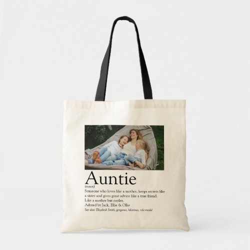 Worlds Best Ever Aunt Auntie Definition Photo Tote Bag