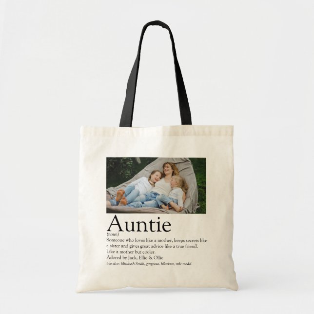 World's Best Ever Aunt Auntie Definition Photo Tote Bag (Front)