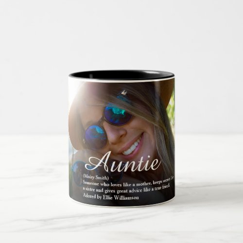 Worlds Best Ever Aunt Auntie Definition Photo Two_Tone Coffee Mug