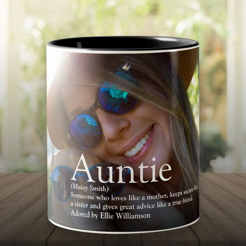 Worlds Best Ever Aunt Auntie Definition Photo Two_Tone Coffee Mug