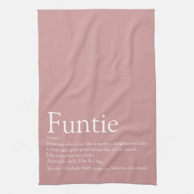 World's Best Ever Aunt, Auntie Definition Pink Kitchen Towel (Vertical)