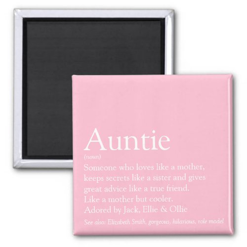 Worlds Best Ever Aunt Auntie Definition Pink Magnet