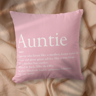 World's Best Ever Aunt, Auntie Definition Pink Throw Pillow