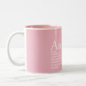 World's Best Ever Aunt, Auntie Definition Pink Two-Tone Coffee Mug (Left)