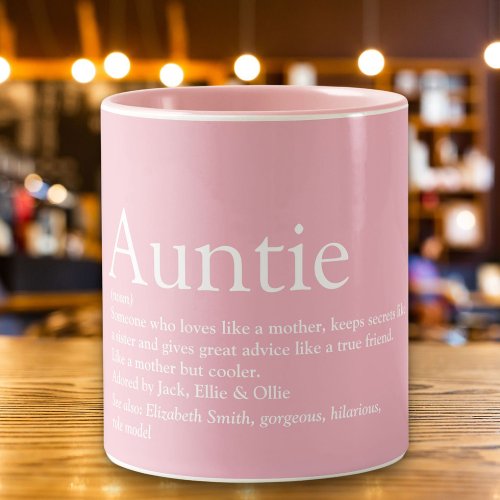 Worlds Best Ever Aunt Auntie Definition Pink Two_Tone Coffee Mug