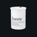 World's Best Ever Aunt Auntie Definition Quote Beverage Pitcher<br><div class="desc">Personalize for your Aunt or Auntie to create a unique gift. A perfect way to show her how amazing she is every day. Designed by Thisisnotme©</div>