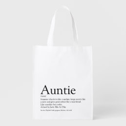 World&#39;s Best Ever Aunt Auntie Definition Quote Grocery Bag