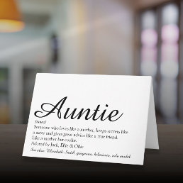 World&#39;s Best Ever Aunt Auntie Definition Script Card