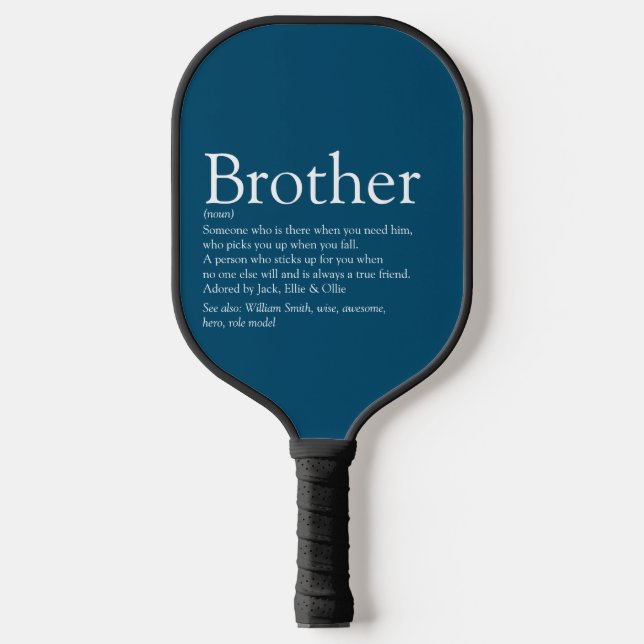 World's Best Ever Brother Definition Fun Blue Pickleball Paddle (Front)