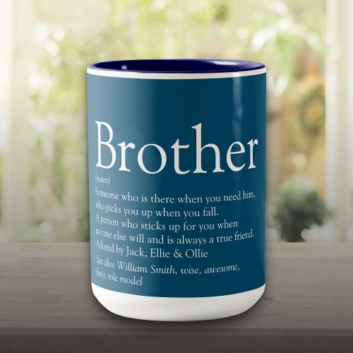 Worlds Best Ever Brother Definition Fun Blue Two_Tone Coffee Mug