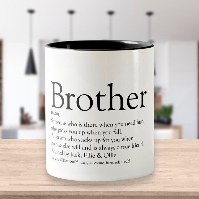 World's Best Ever Brother Definition Fun Two-Tone Coffee Mug (Creator Uploaded)