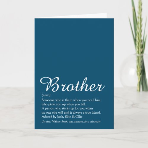 Worlds Best Ever Brother Definition Script Blue Card