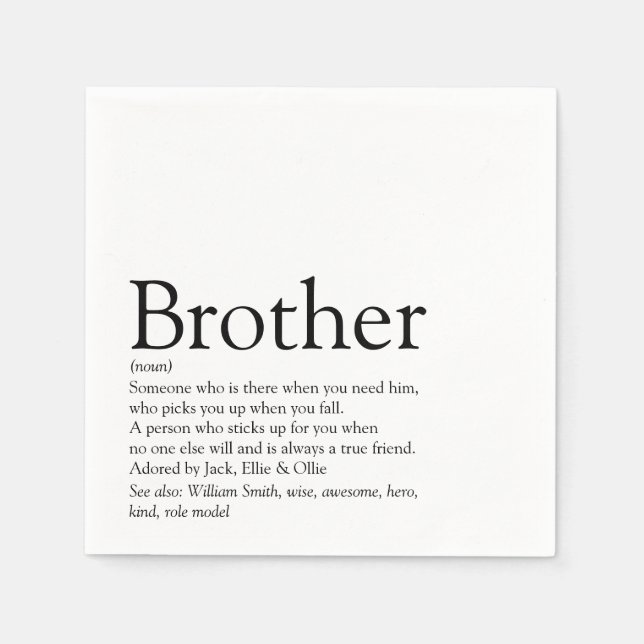 World's Best Ever Brother, Hermano Definition Napkins (Front)