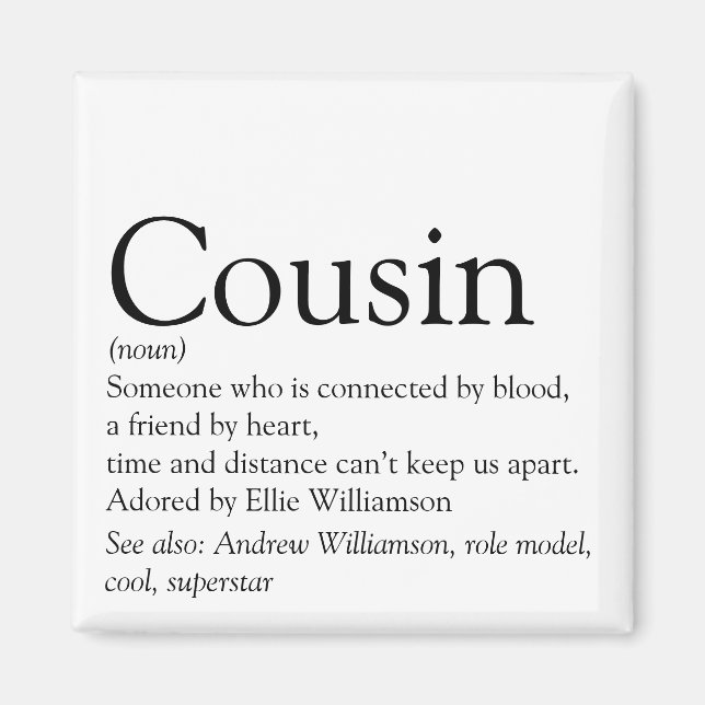 World's Best Ever Cousin Definition Magnet (Front)