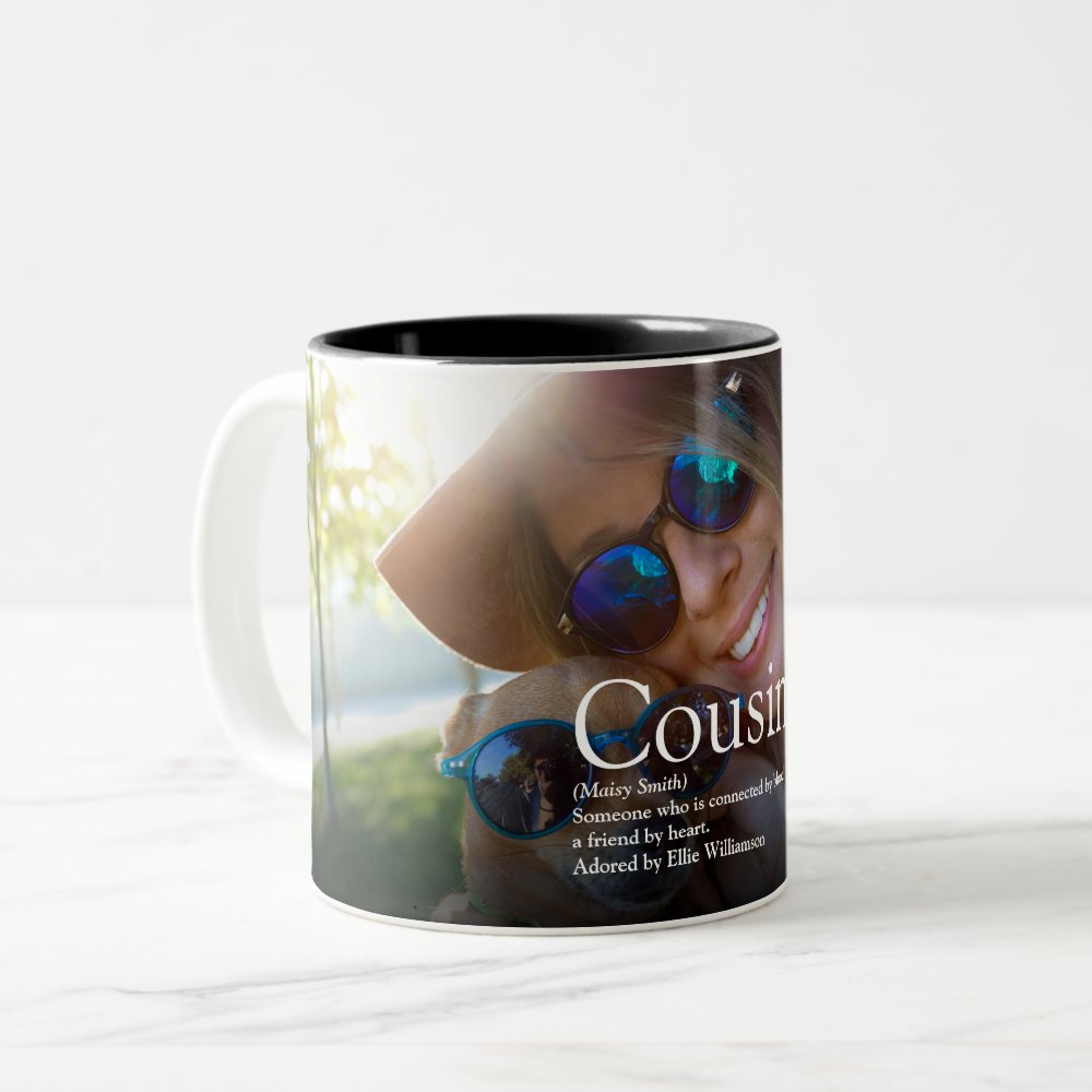 Disover World's Best Ever Cousin Definition Photo Two-Tone Coffee Mug