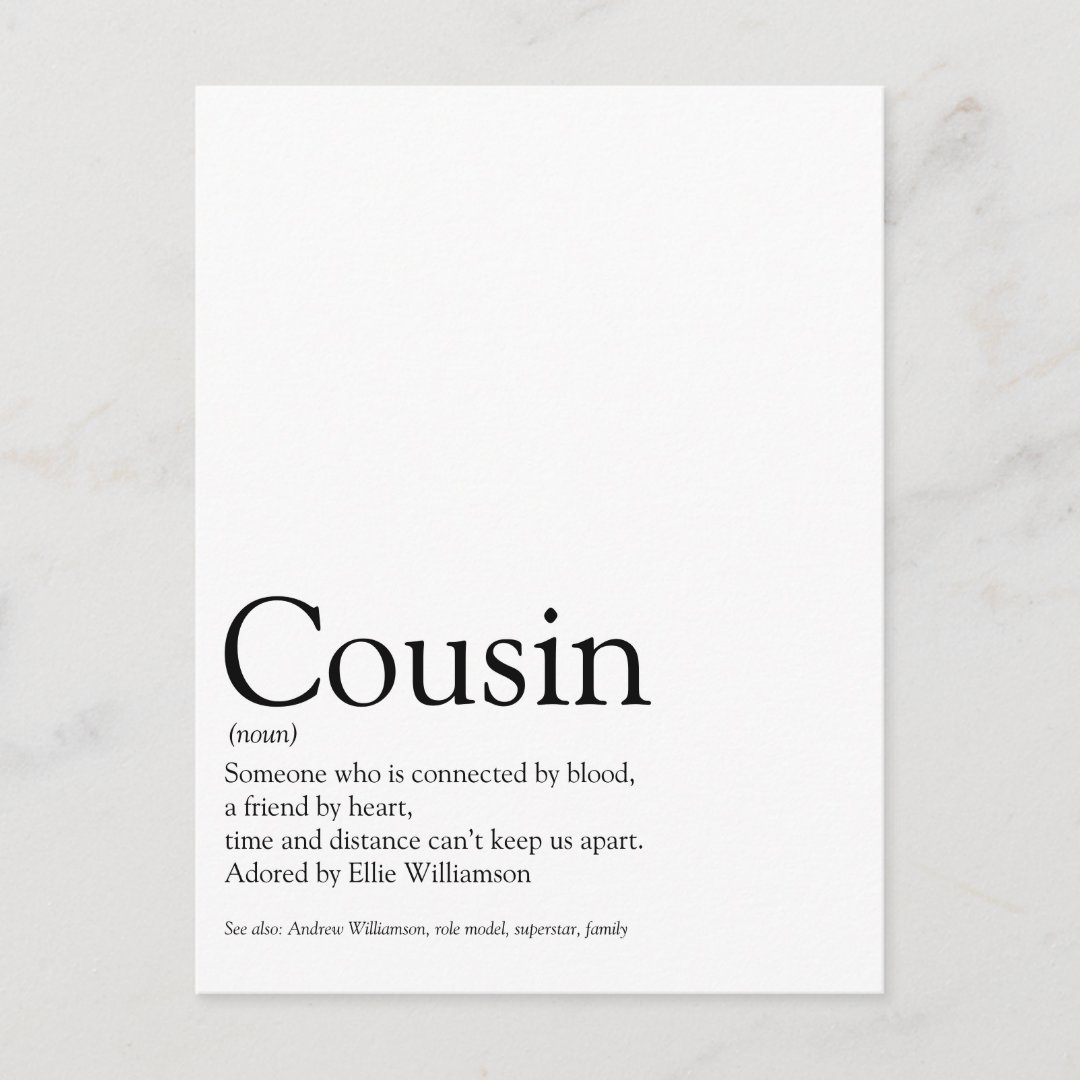 World's Best Ever Cousin Definition Postcard | Zazzle