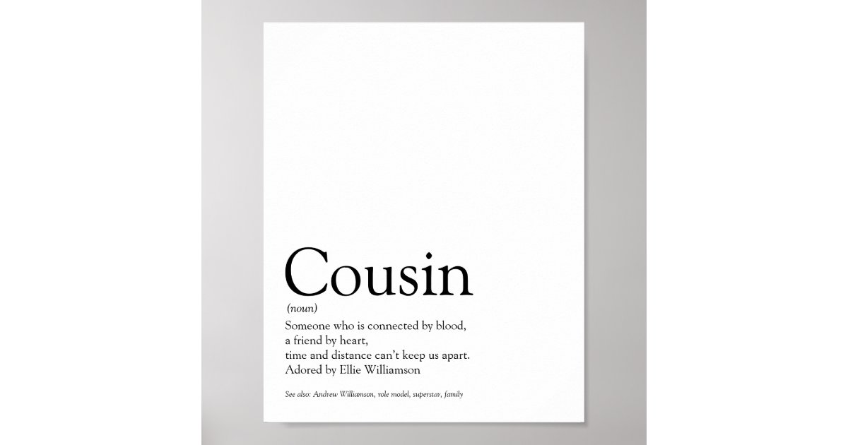 World's Best Ever Cousin Definition Poster | Zazzle