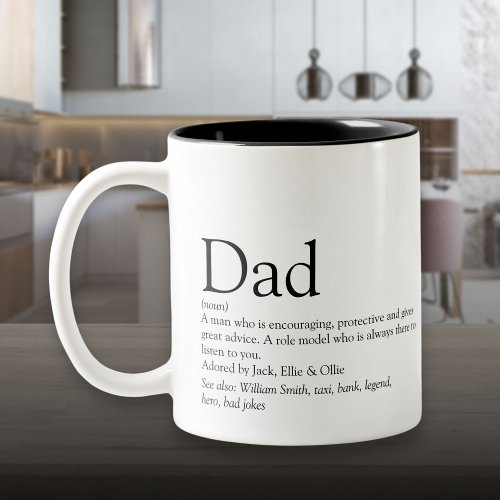 Worlds Best Ever Dad Daddy Father Definition Fun Two_Tone Coffee Mug