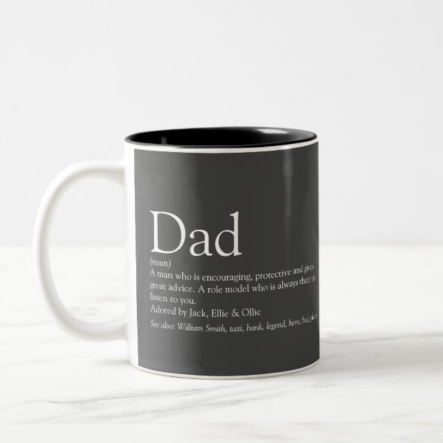 World's Best Ever Dad Daddy Father Definition Gray Two-Tone Coffee Mug (Left)