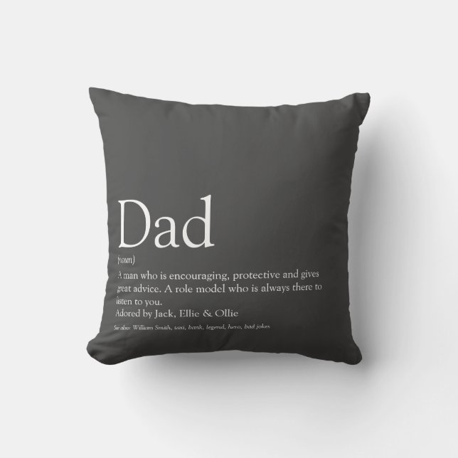 World's Best Ever Dad, Daddy, Father Definition Throw Pillow (Front)