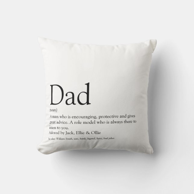 World's Best Ever Dad, Daddy, Father Definition Throw Pillow (Front)