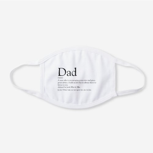 Worlds Best Ever Dad Daddy Father Definition White Cotton Face Mask