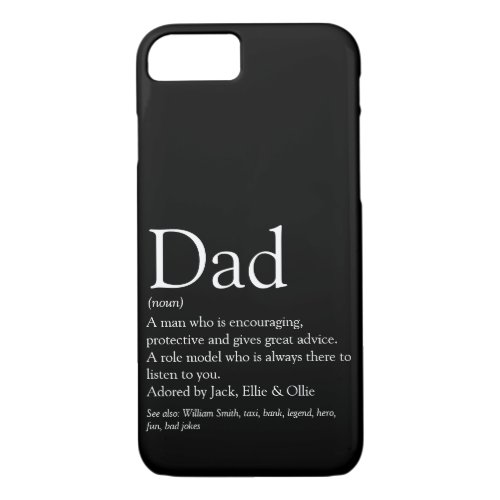 Worlds Best Ever Dad Definition Fun Modern Black iPhone 87 Case