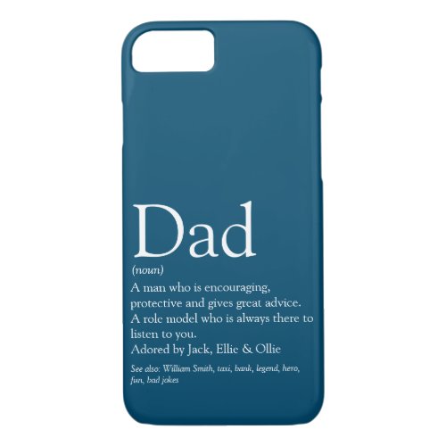 Worlds Best Ever Dad Definition Fun Modern Blue iPhone 87 Case