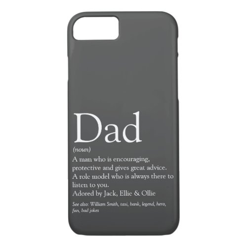 Worlds Best Ever Dad Definition Fun Modern Gray iPhone 87 Case