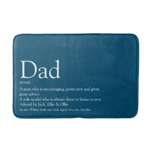 World's Best Ever Dad Father Daddy Definition Blue Bath Mat
