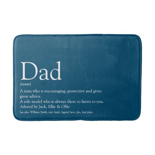 Worlds Best Ever Dad Father Daddy Definition Blue Bath Mat